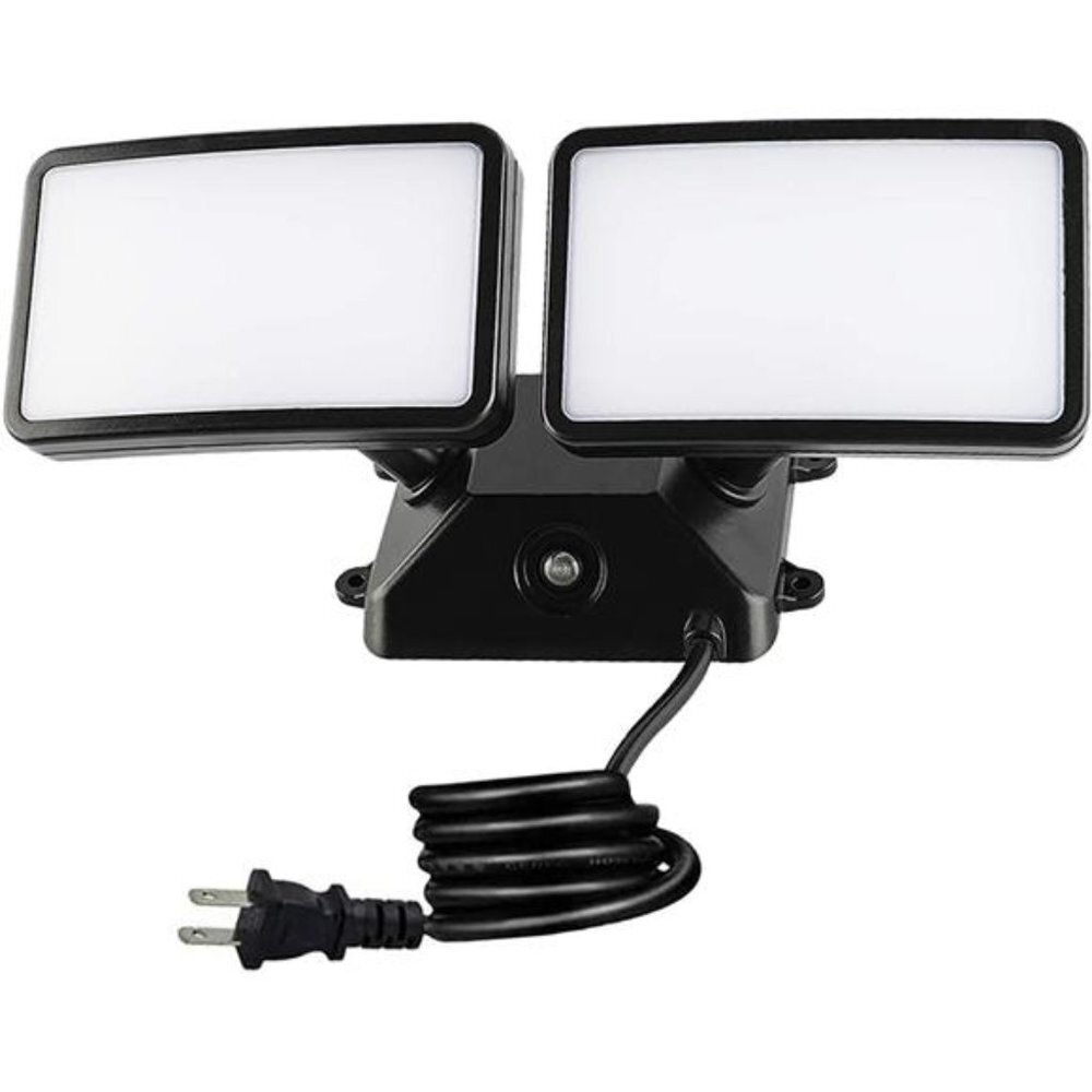 LED Security Light,18W Plug in Flood Light Outdoor, 2 Heads Wall Light